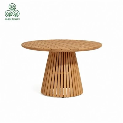 Table basse ronde d'extérieur en teck